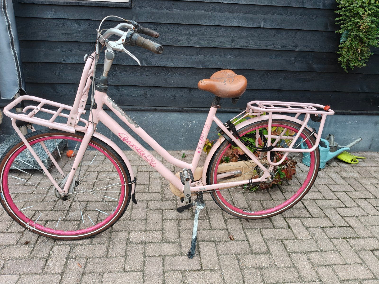 Roze Gazelle Miss Grace transportfiets met versnellingen, Ophalen, Gebruikt, Velgrem, Versnellingen
