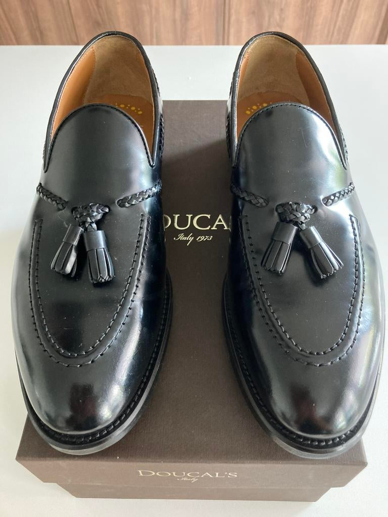 NIEUWE Doucals zwart leren tassel loafers maat 42, Loafers, Zwart, Nieuw, Ophalen of Verzenden