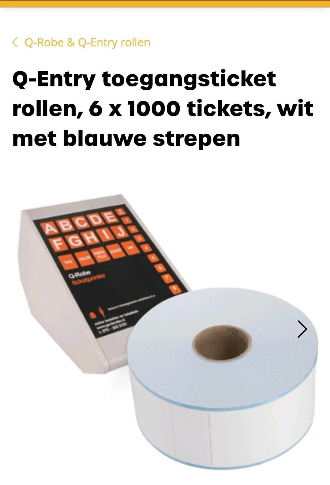 Q-Entry garderobe en toegangsticket rollen 6 x 1000 tickets
