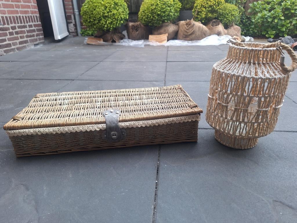 Grote mand plus windlicht, Tuin en Terras, Ophalen of Verzenden, Zo goed als nieuw, Rond, Minder dan 30 cm
