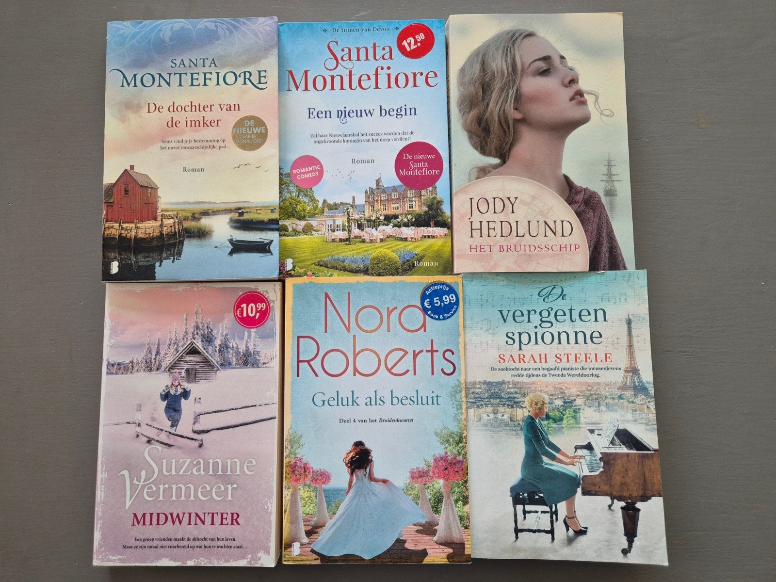 6 boeken, Boeken, Ophalen, Gelezen, Santa Montefiore, Nora Roberts, Suzanne Vermeer, Jody Hedlund, Nederland