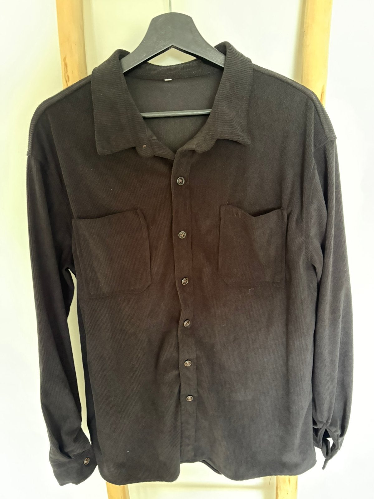 Zwart heren overhemd maat L valt als XL, Ophalen of Verzenden, Zo goed als nieuw, Zwart, Halswijdte 43/44 (XL)