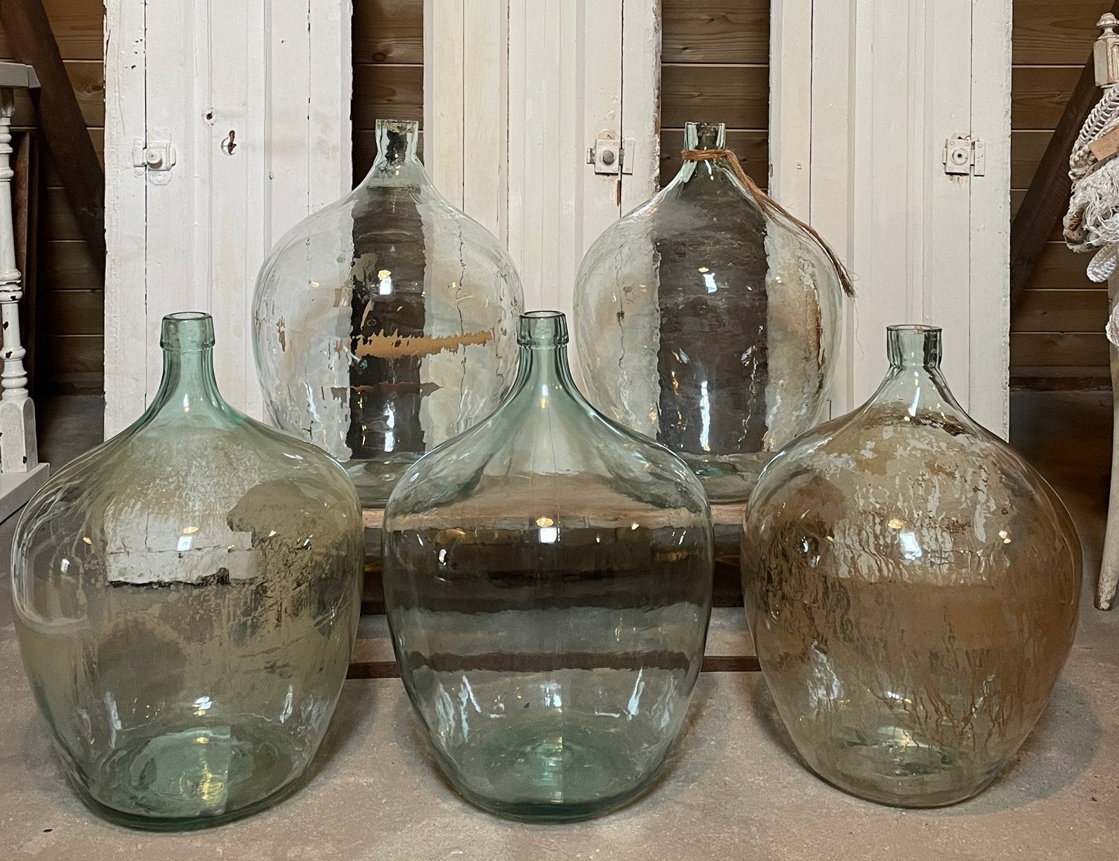 Brocante oude gistflessen / wijnfles / gistfles, Ophalen