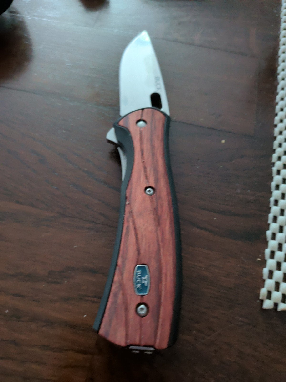 Buck opvouwbaar zakmes met Rosewood houten handvat , 19 cm, Ophalen of Verzenden, Gebruikt, Snijgereedschap, Overige merken