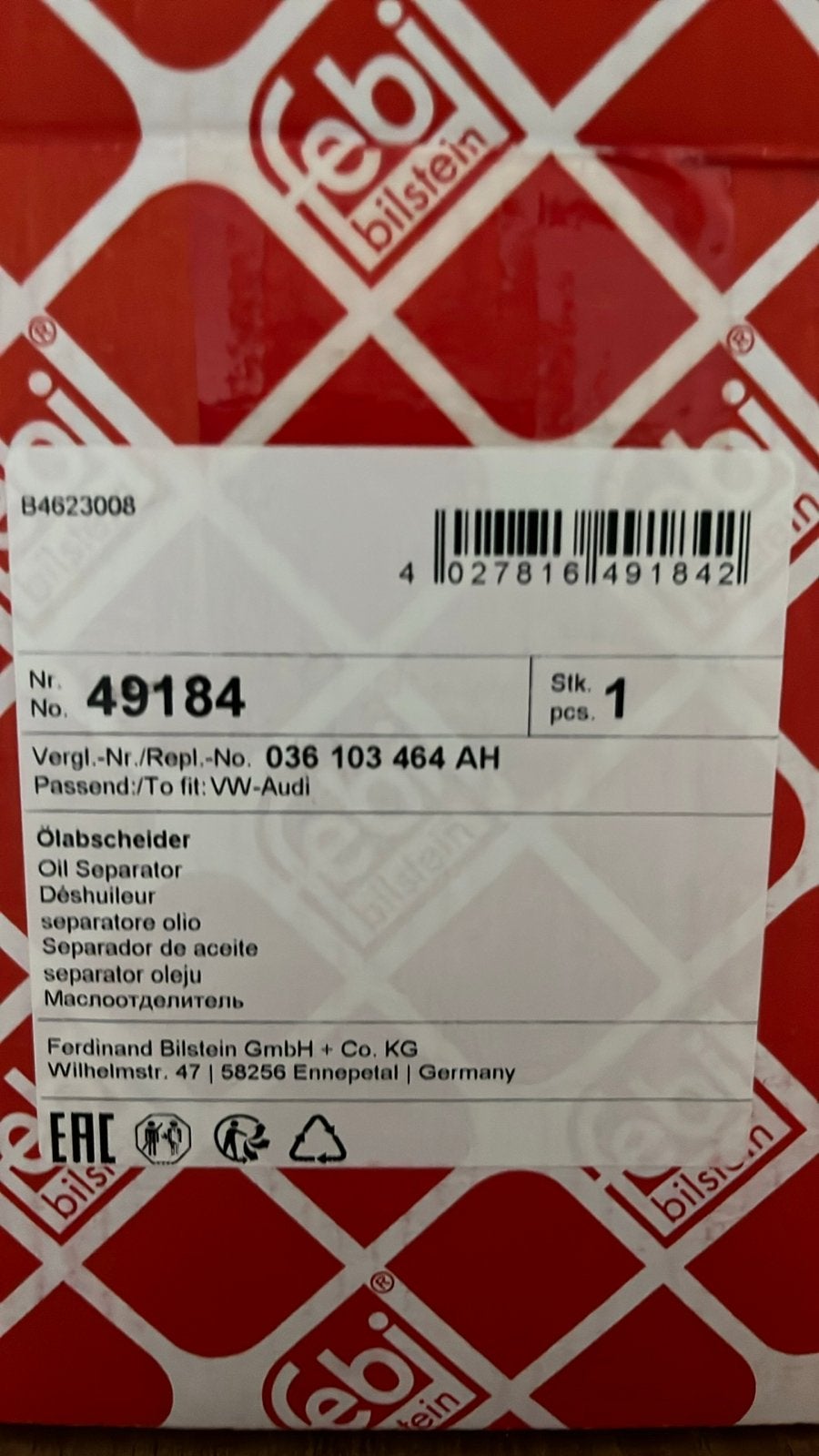 Febi Bilstein Olieafscheider VW-Audi - Nieuw, Auto-onderdelen, Ophalen of Verzenden, Nieuw, Audi