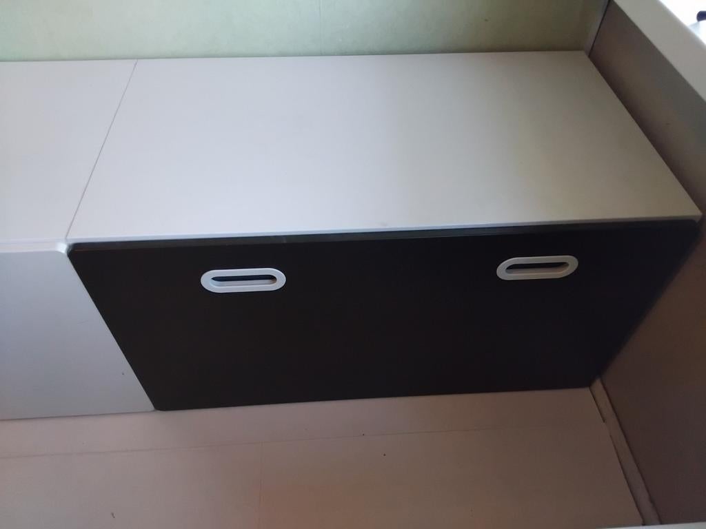 Bankje ikea stuva met lade - Wit en Zwart, Ophalen of Verzenden, Gebruikt
