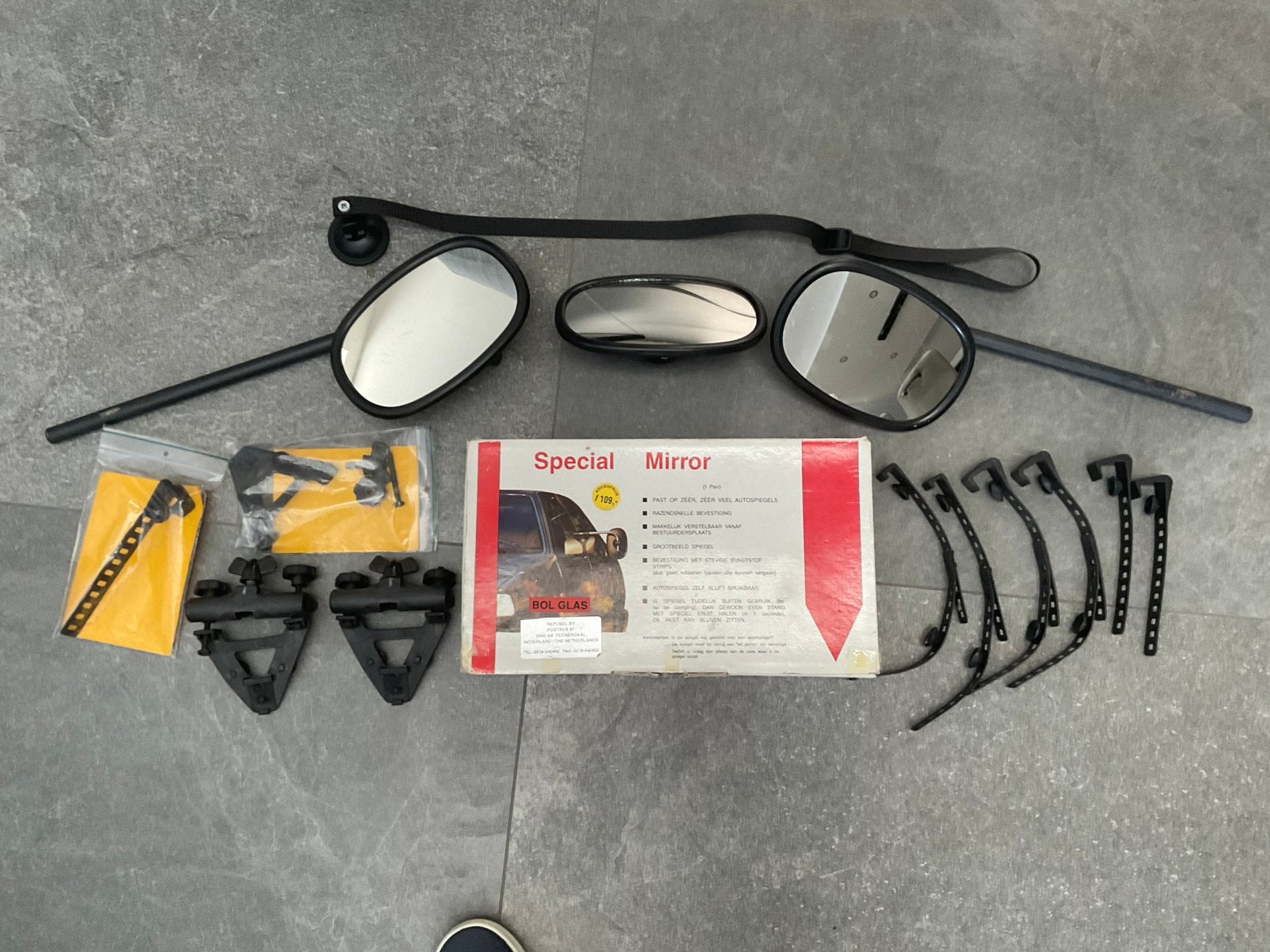 Special mirror caravanspiegels met div accesoires, Caravans en Kamperen, Ophalen of Verzenden, Gebruikt
