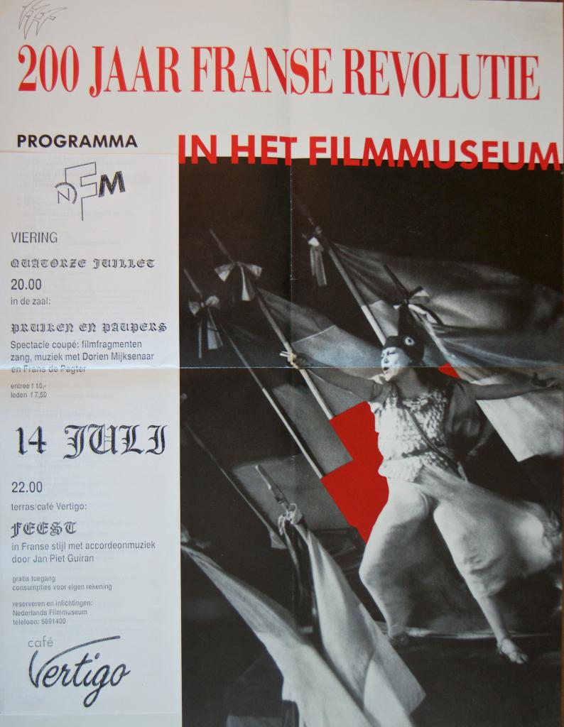Affiche 200 jaar Franse Revolutie in het Filmmuseum, Verzamelen, Rechthoekig Staand, Verzenden, Zo goed als nieuw, A1 t/m A3