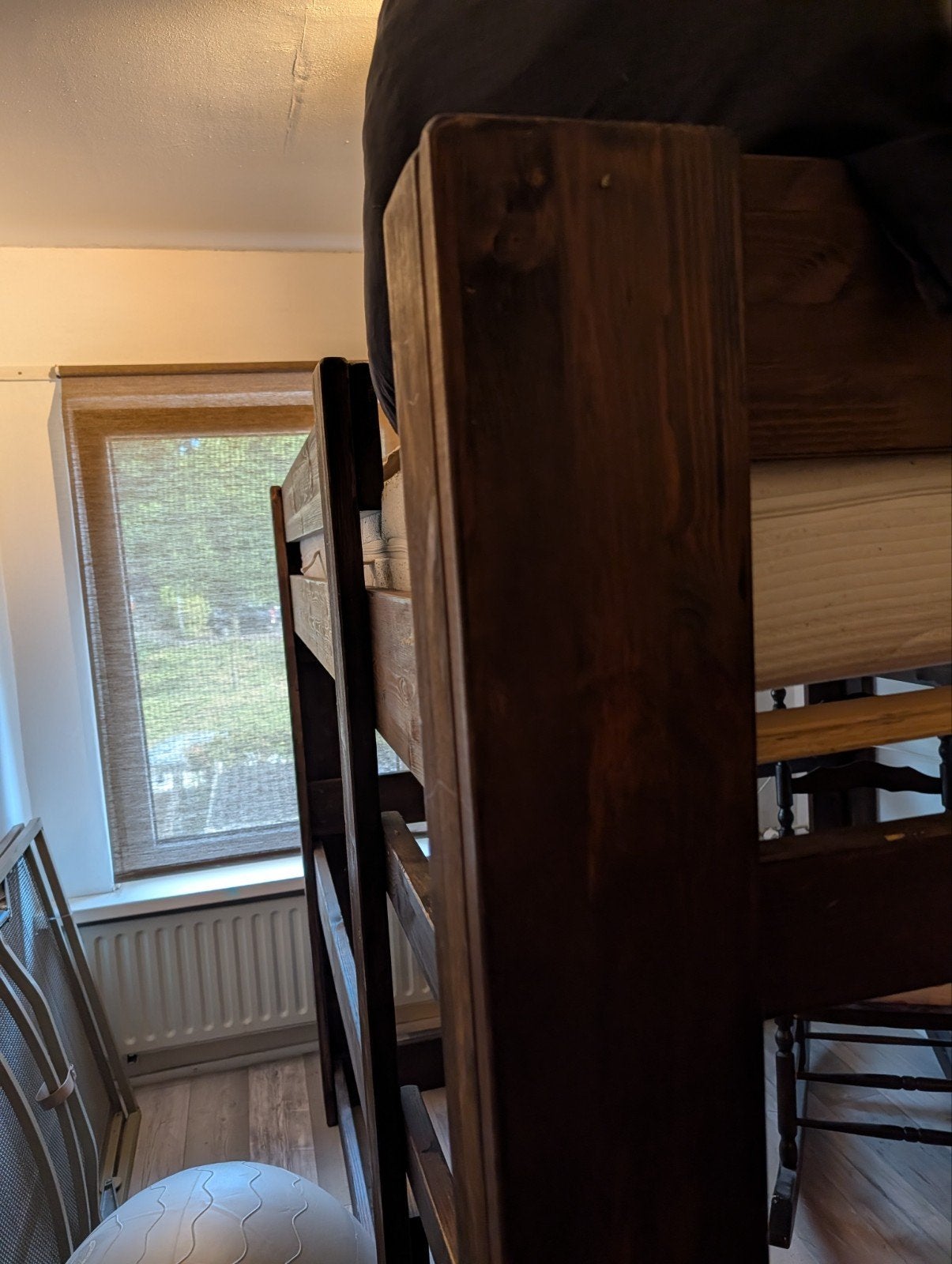 Complete nette twee persoons hoogslaper, Huis en Inrichting, Slaapkamer | Bedden, Ophalen, Gebruikt, Bruin, 210 cm