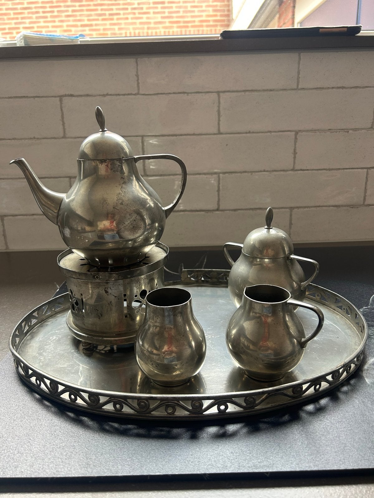 Vintage Gero Holland Theeservies met Dienblad, Ophalen of Verzenden, Zilver