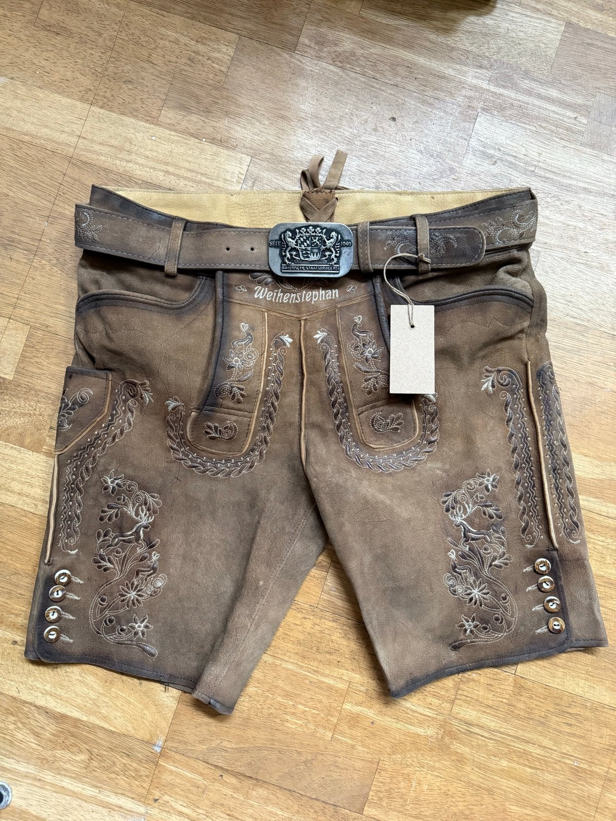 Echte Lederhose met riem - Maat 52 (L) NIEUW, Ophalen of Verzenden, Nieuw, Maat 52/54 (L), Bruin