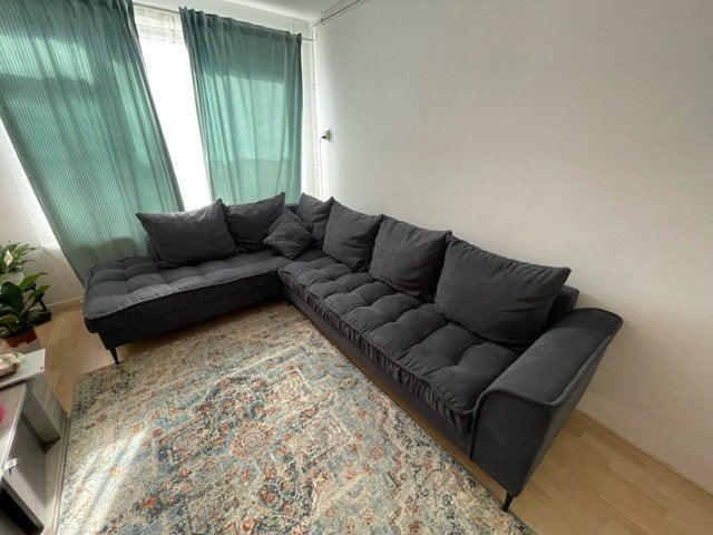 Moderne grijze hoekbank / loungebank in perfecte staat, Ophalen, Zo goed als nieuw, Stof