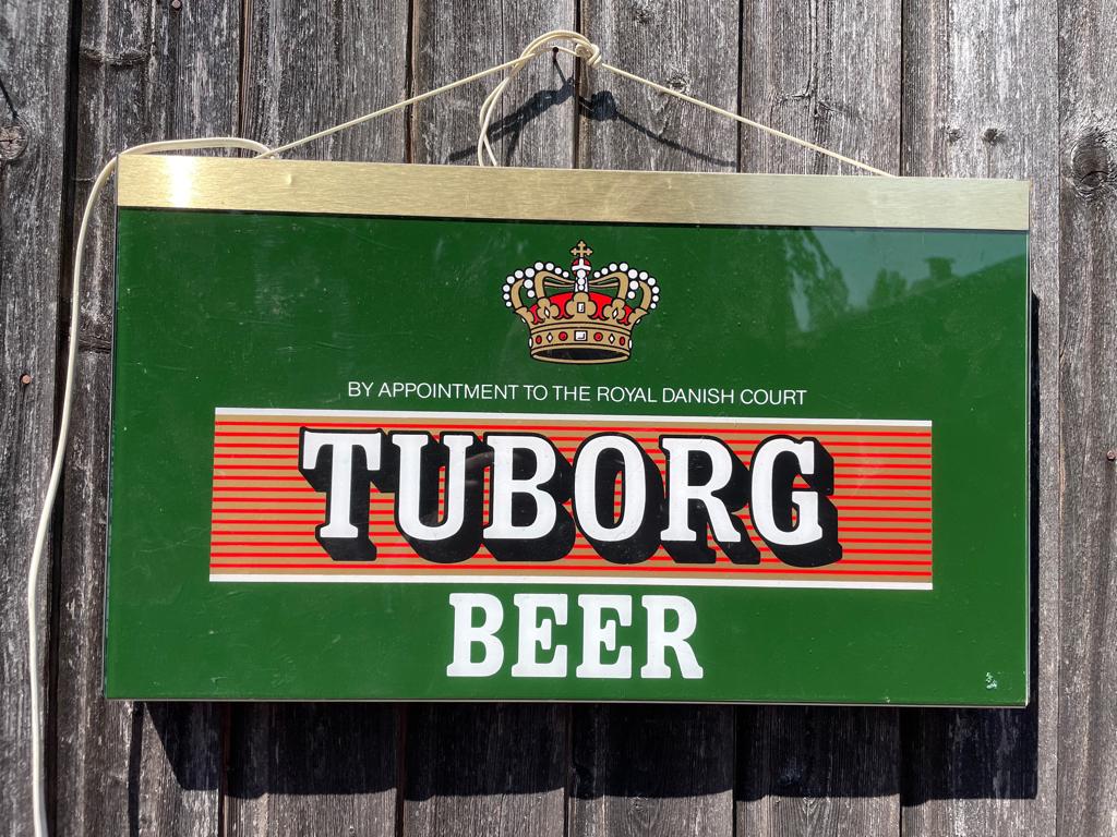 dubbelzijdige lichtreclame van Tuborg beer / bier., Verzamelen, Merken en Reclamevoorwerpen, Ophalen, Zo goed als nieuw, Lichtbak of (neon) lamp