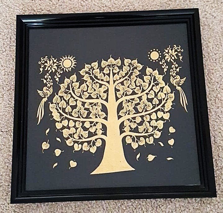Set van 2 Boeddha en Bodhiboom kunstwerken, Ophalen, Minder dan 50 cm, Overige typen, Nieuw