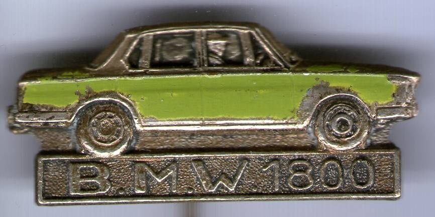 BMW 1800 groen op zilverkleurig classic auto speldje( E_020), Ophalen of Verzenden, Zo goed als nieuw, Transport, Speldje of Pin