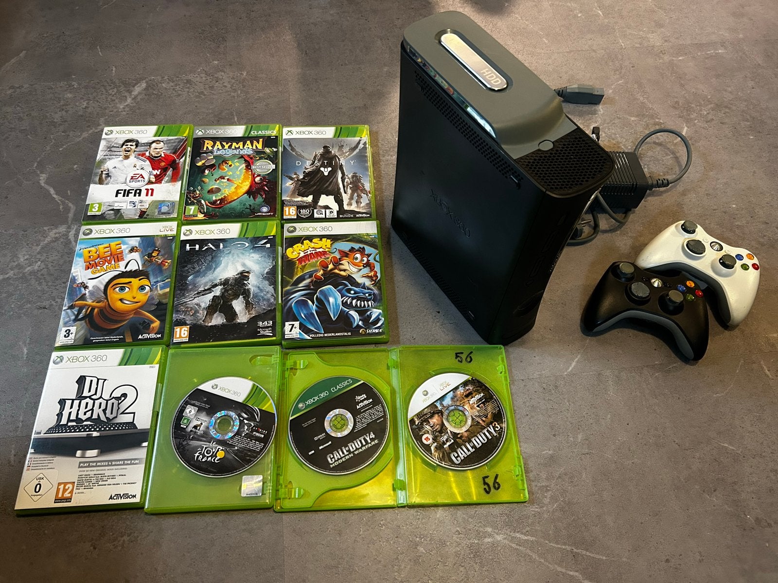 Xbox 360 met 2 controllers en 10 games, Spelcomputers en Games, Spelcomputers | Xbox 360, 360 Elite of Super Elite, Met 2 controllers