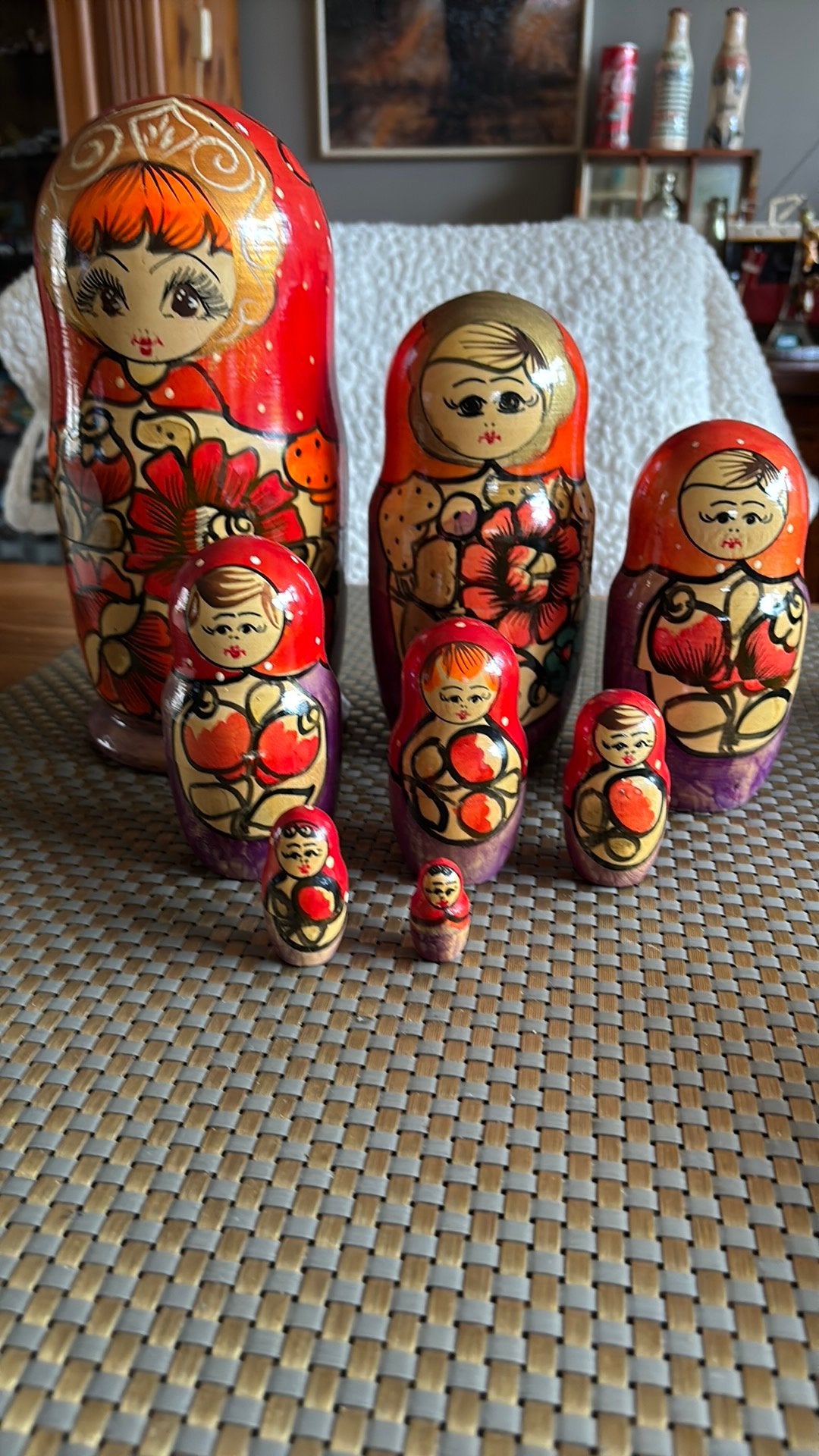 Set van 8 Russische Matroesjka poppen - Handgeschilderd, Verzamelen, Ophalen of Verzenden, Gebruikt