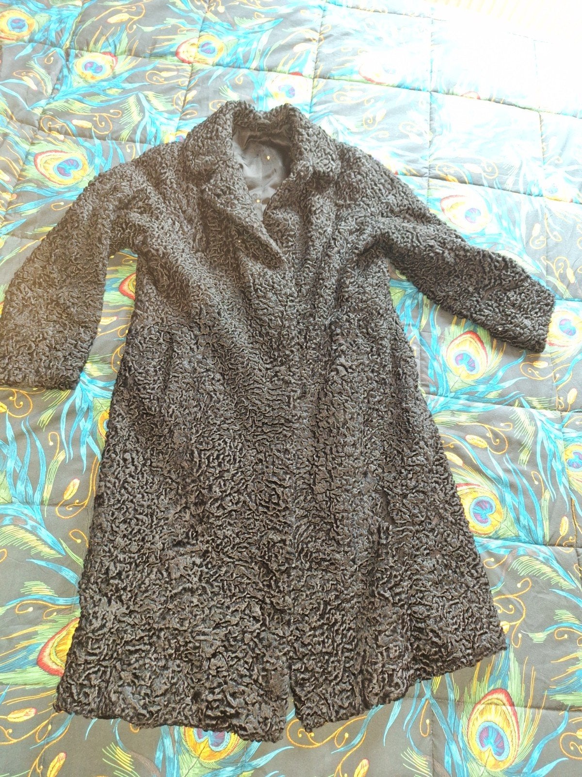 git zwarte astrakan jas maat m/l, Kleding | Dames, Maat 38/40 (M), Zwart, Astrakan bont, Ophalen of Verzenden