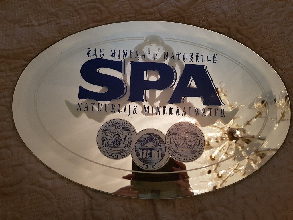 Spa mineraalwater spiegel, Ophalen of Verzenden, Zo goed als nieuw, Reclamebord