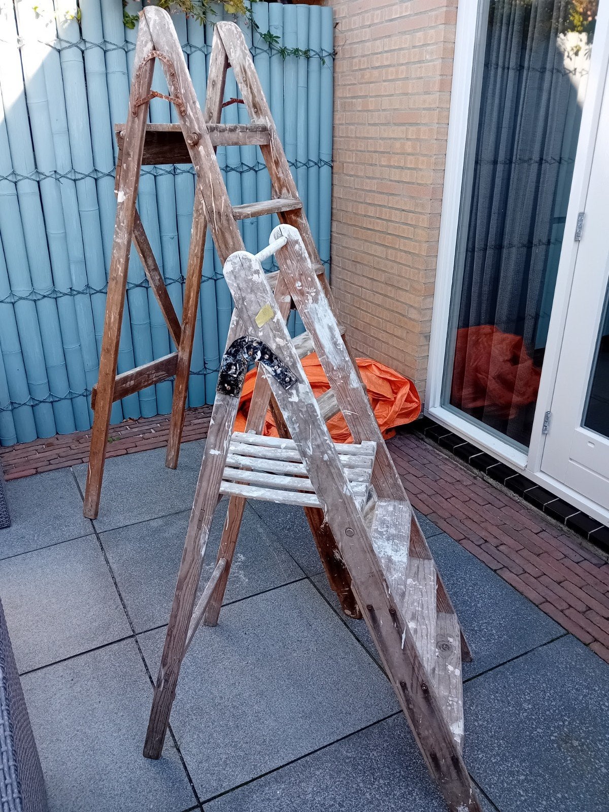 2x houten schilderstrap, Ophalen, Minder dan 2 meter