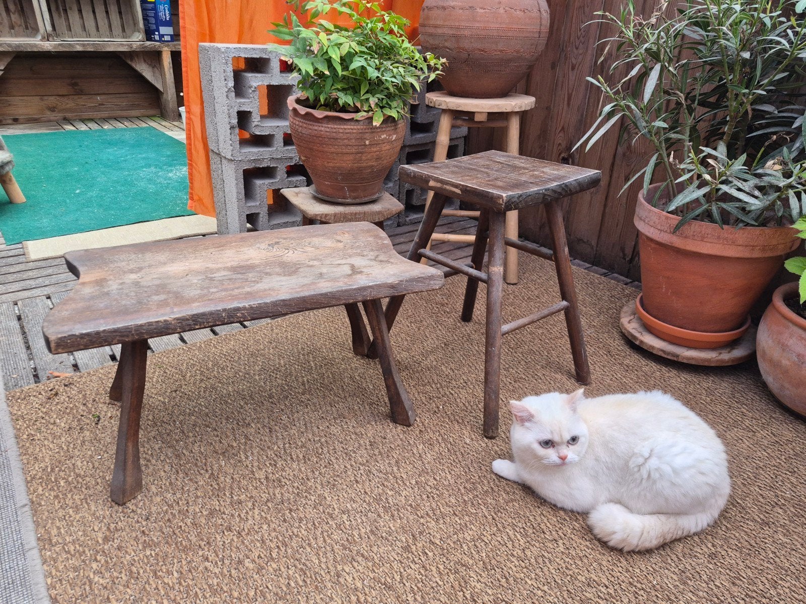 2 x Bijzet tafel krukjes per stuk, Ophalen of Verzenden, Gebruikt, Hout