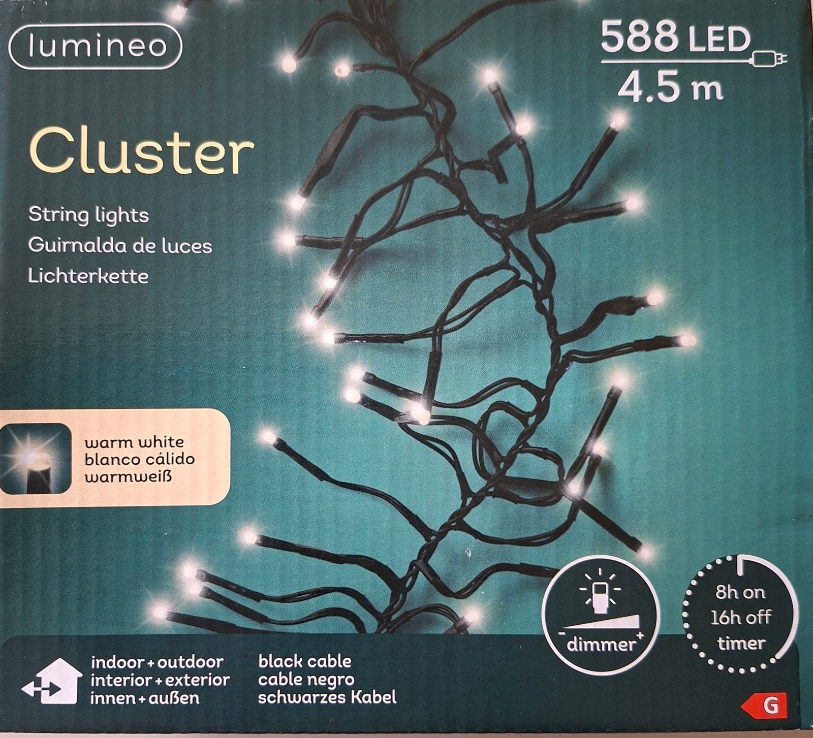 Lumineo Cluster LED Lichtsnoer Warm Wit 4.5m - Binnen/Buiten, Verzenden, Nieuw