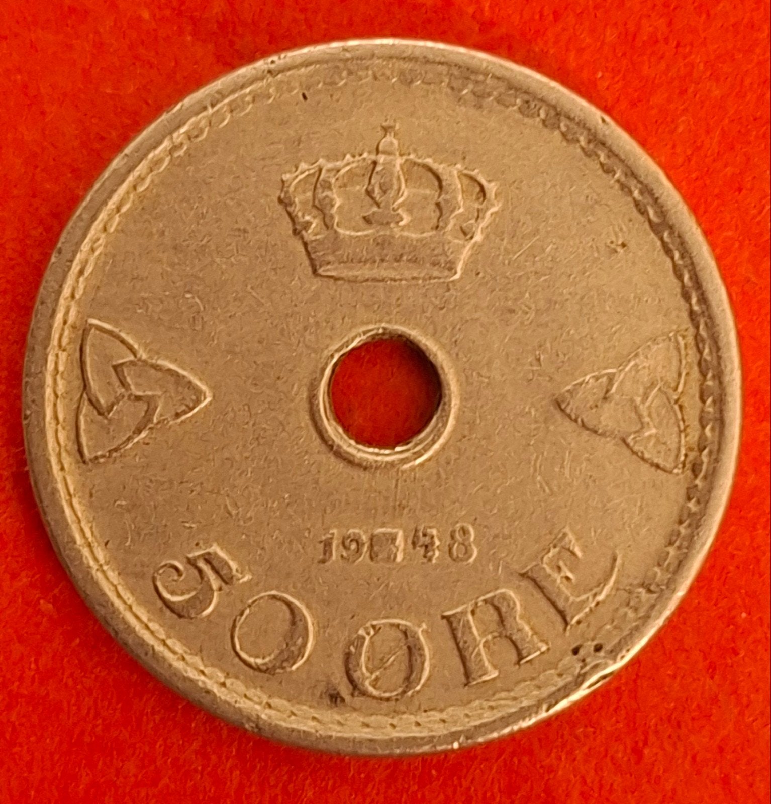 Noorwegen 50 Øre 1948 – Koning Haakon VII, Ophalen of Verzenden, Overige landen, Losse munt