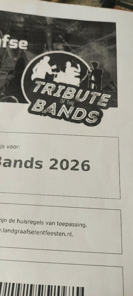 Landgraafse tentfeesten tribute of the bands, Tickets en Kaartjes, Eén persoon