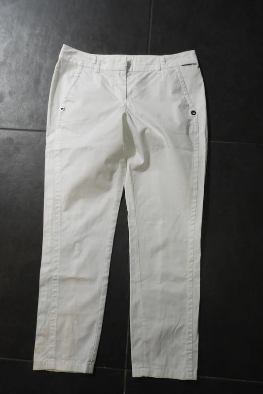 Marccain witte broek zomers merk studs zilver Als Nieuw N2/S, Verzenden, Wit, Zo goed als nieuw, Maat 36 (S)