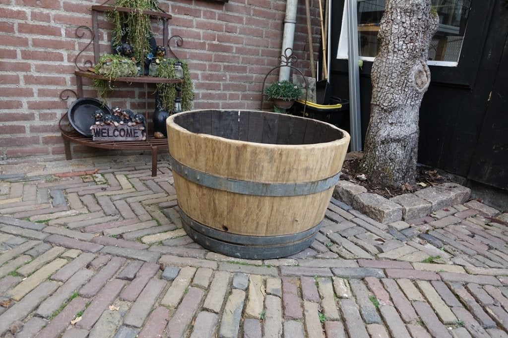 massief eiken plantenbak, Tuin en Terras, Ophalen, Rond, Zo goed als nieuw, 60 tot 100 cm