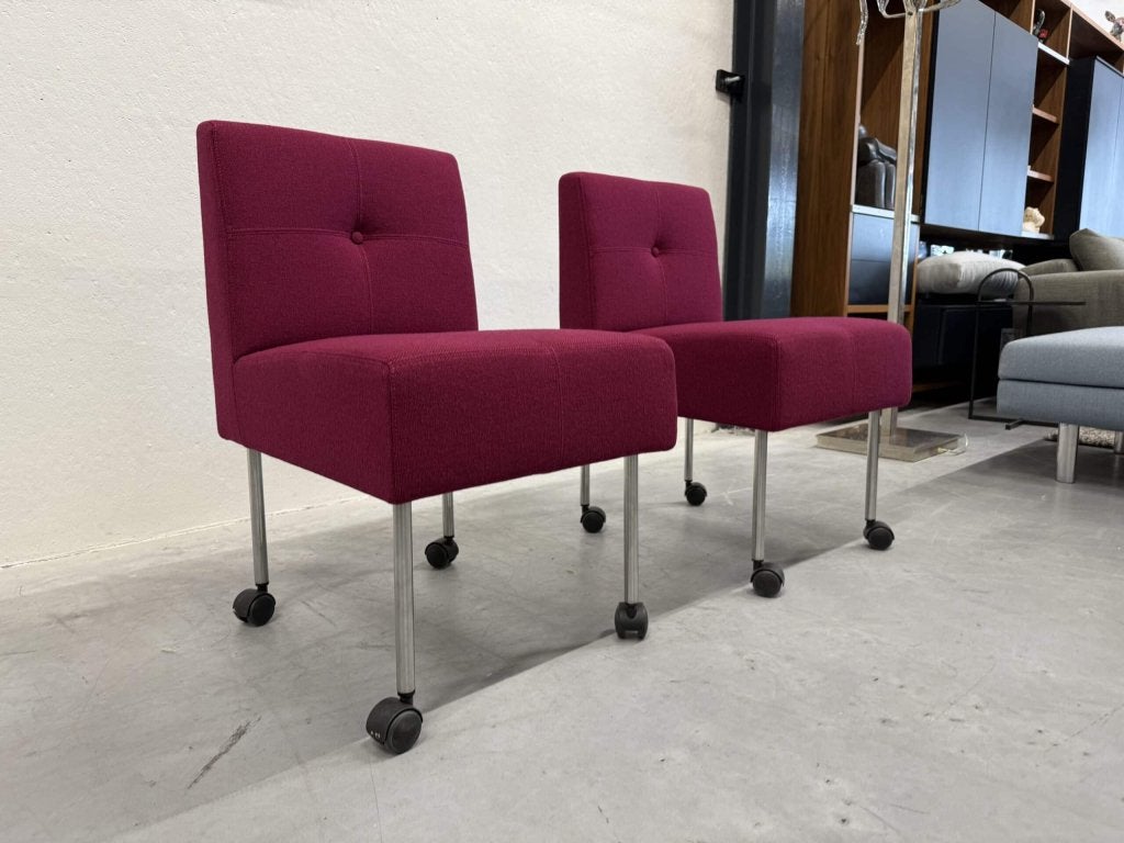 2 Nieuw Gelderland 7714 Knopenstoelen Paars stof wiel stoel, Huis en Inrichting, Twee, Overige kleuren, Nieuw, Industrieweg 15
