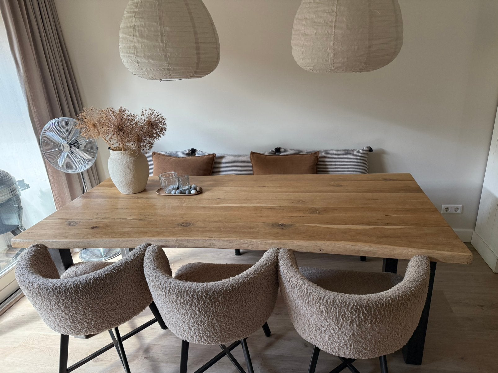 Eettafel massief eiken, Huis en Inrichting, Tafels | Eettafels, Ophalen, 100 tot 150 cm, 200 cm of meer, Zo goed als nieuw