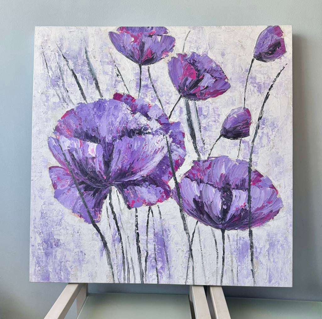 Zgan GROTE 90x90 schilderij acril canvas met Lilac bloemen, Ophalen