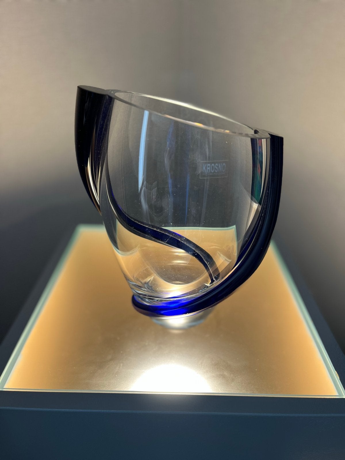 Krosno Kristallen Vaas met Blauwe Accent - Modern Design, Ophalen
