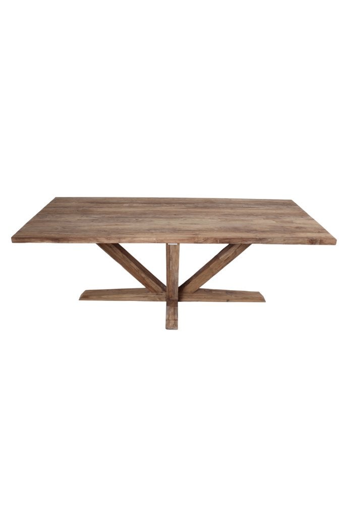robuuste rustieke eettafel 220, Ophalen, 100 tot 150 cm, Teakhout, Vijf personen of meer