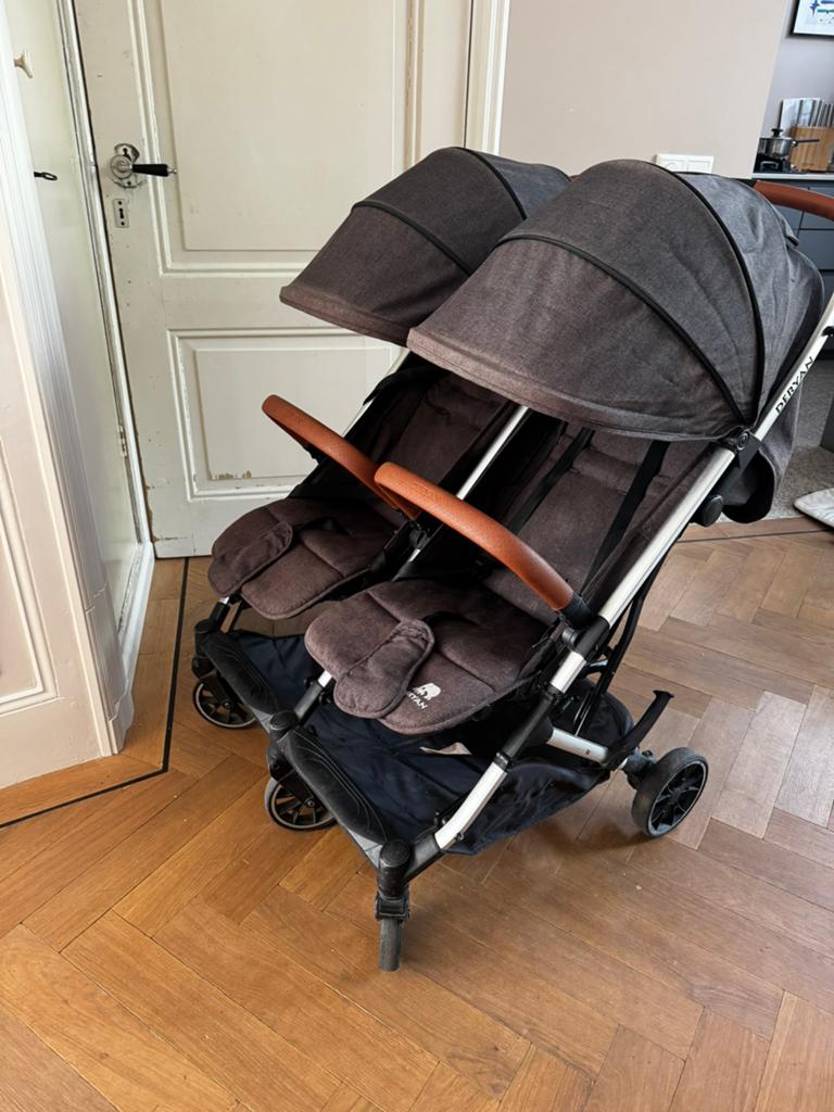 Deryan Rolo x2 Duowagen met voetenzakken, Gebruikt, Duowagen, Ophalen, Kinderwagen