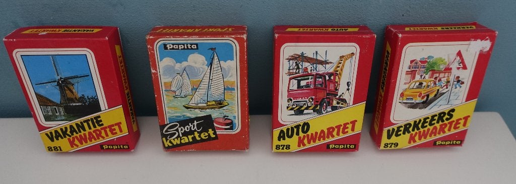 Viermaal Papita kwartet  - auto - verkeer-vakantie-sport, Verzamelen, Ophalen of Verzenden, Gebruikt, Kwartet(ten)