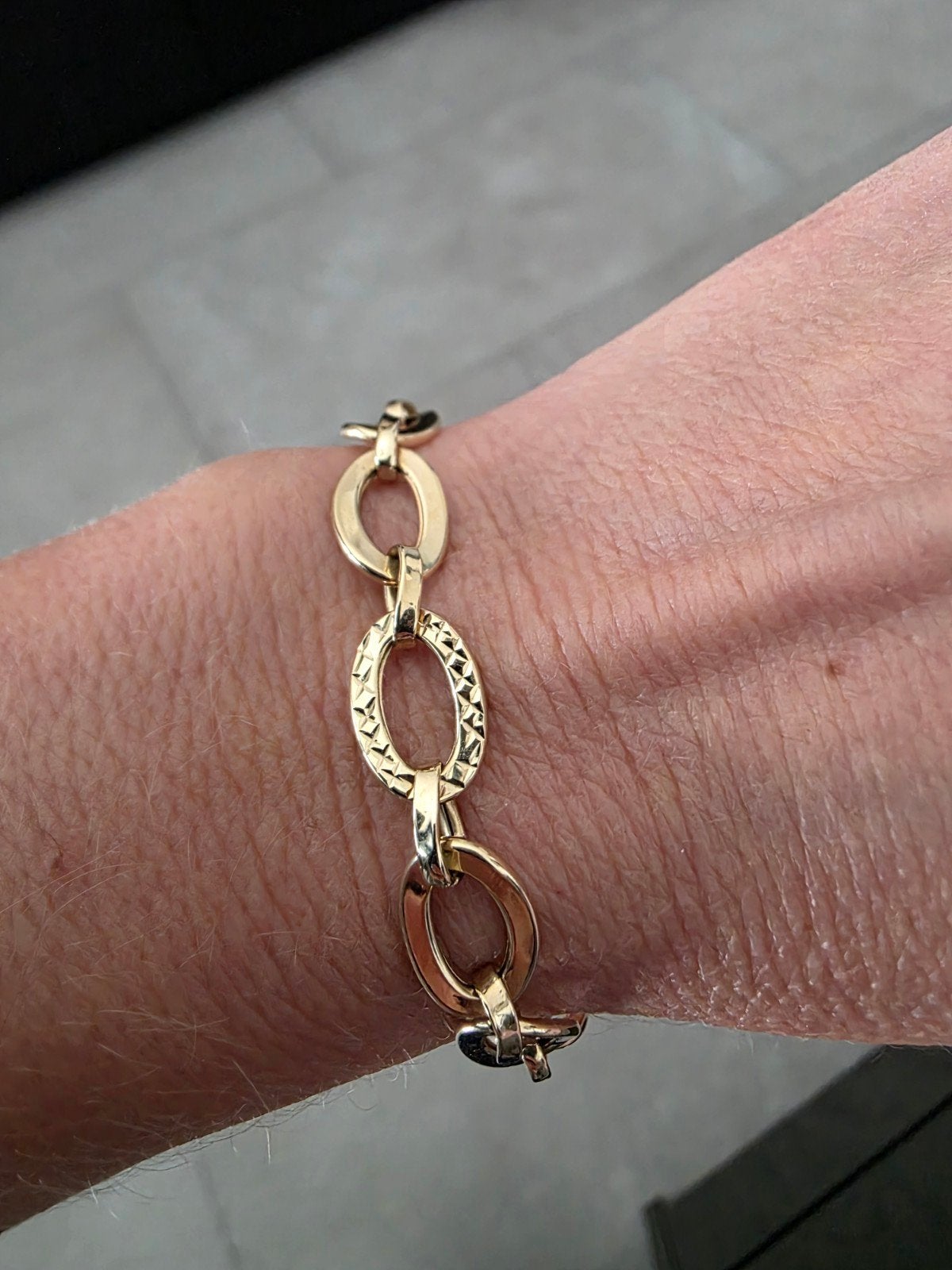 14K geel gouden schakelarmband, Sieraden, Tassen en Uiterlijk, Armbanden, Ophalen of Verzenden, Zo goed als nieuw, Goud, Goud