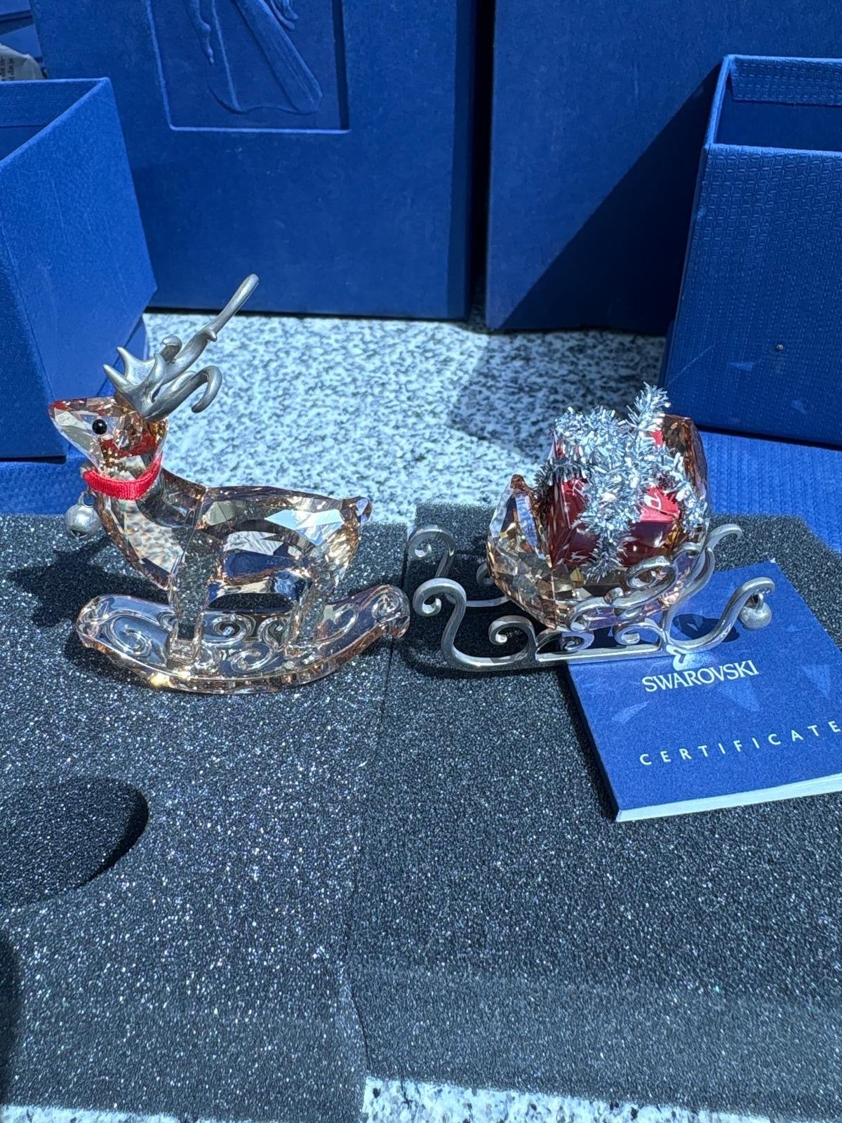 Swarovski Rendier en Slee Kristal Decoratie, Ophalen, Zo goed als nieuw, Figuurtje