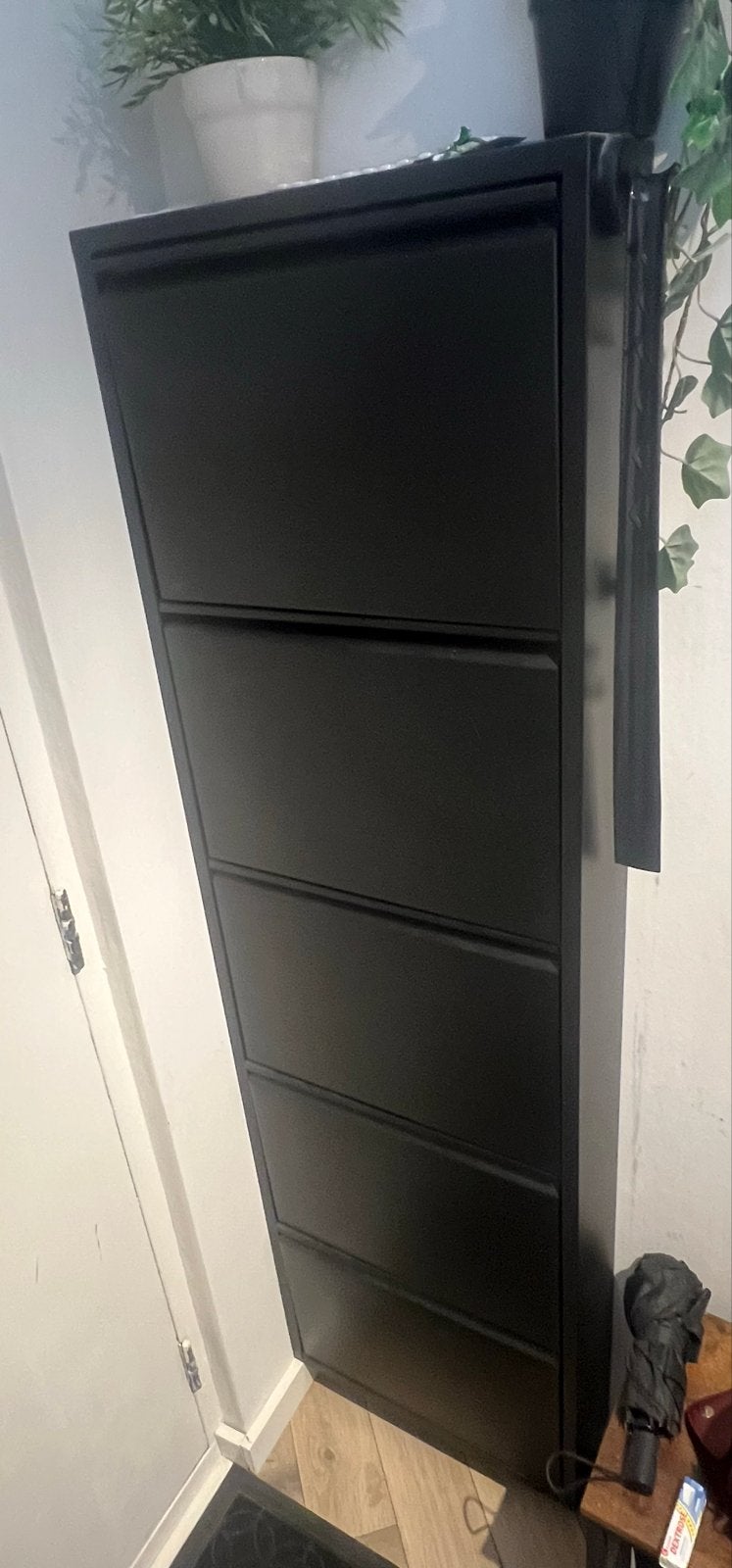 Zwarte schoenenkast, 175 cm hoog, Ophalen, Gebruikt