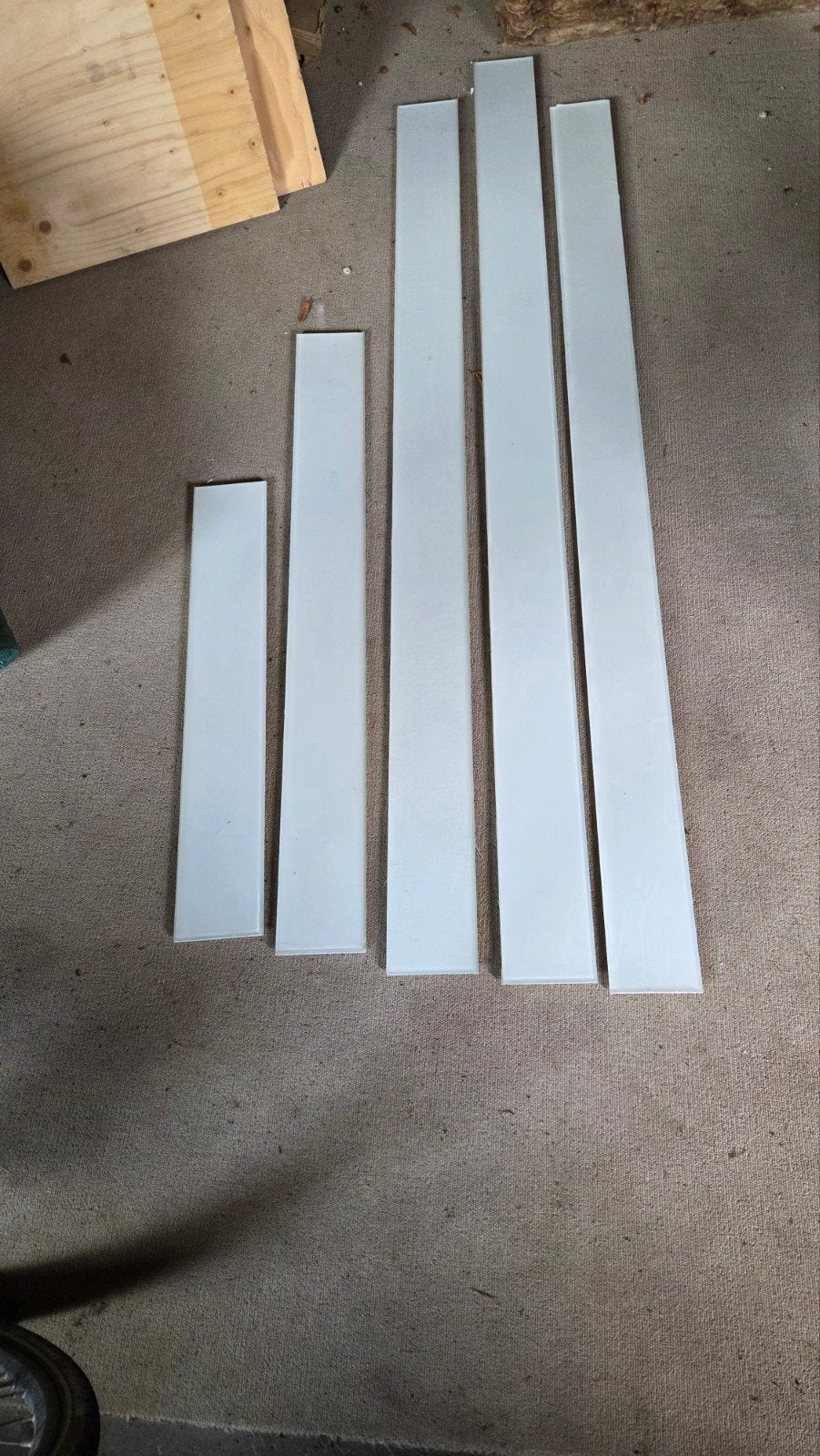 Witte glazen panelen/plinten/vensterbanken (5 stuks), Ophalen, 50 tot 100 cm, Minder dan 100 cm
