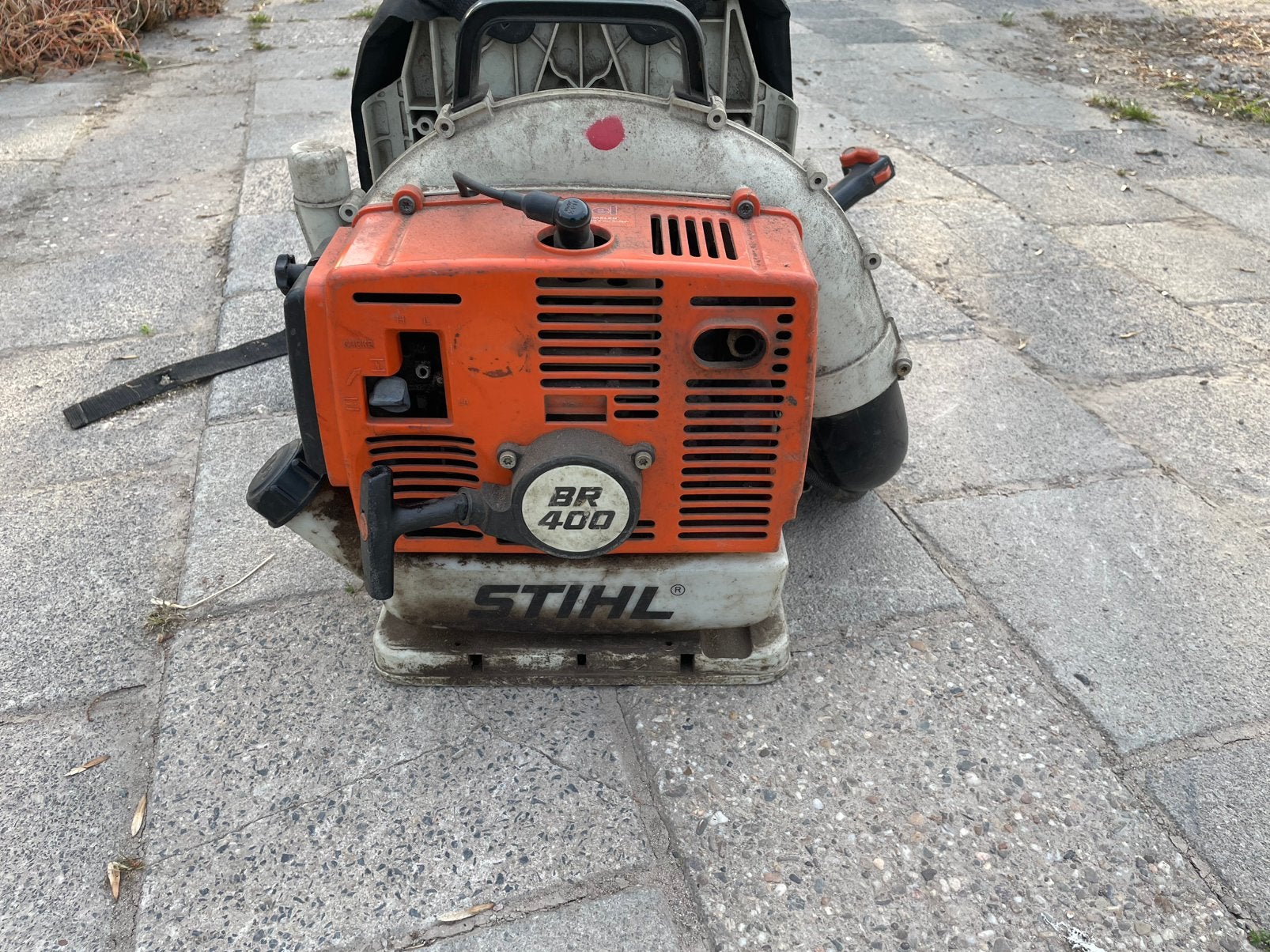 Sthil BR400, Tuin en Terras, Verzenden, Gebruikt, Benzine, Ruggedragen