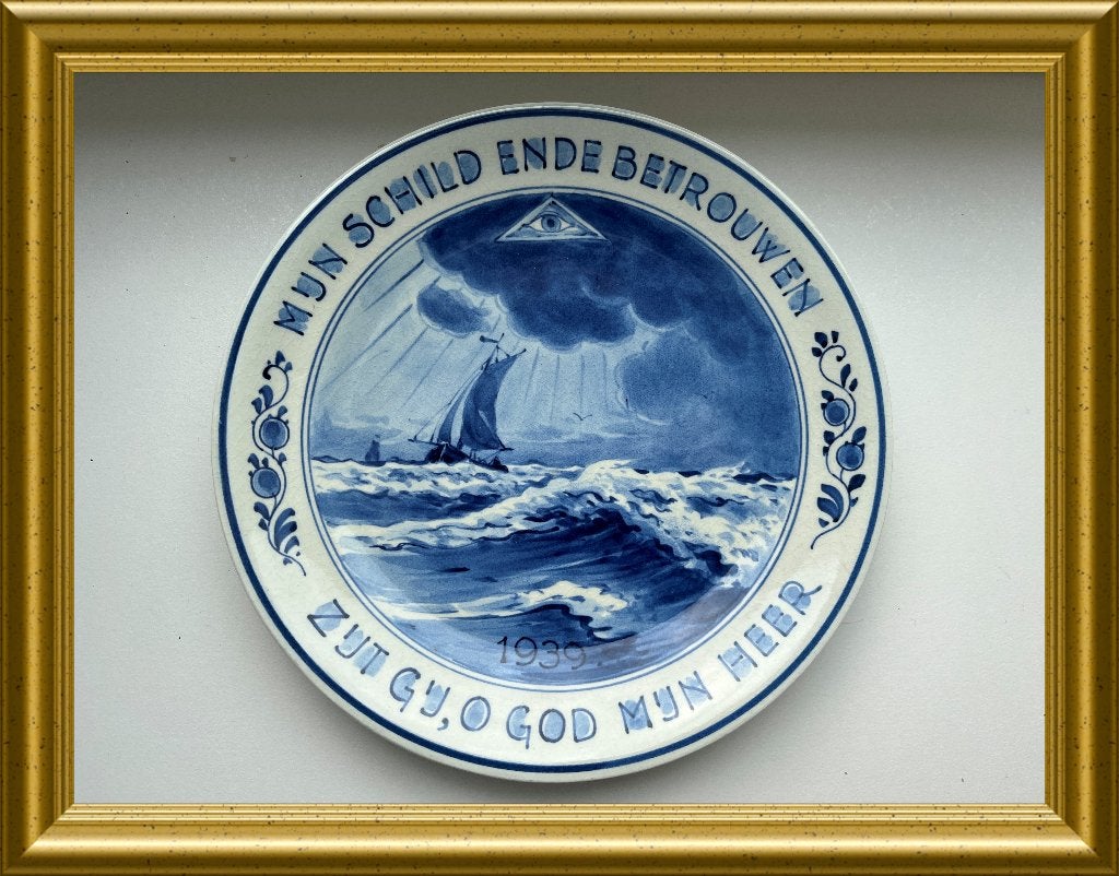 Oud Porceleyne Fles Delft bord, 1939, crisis oorlogs bordje, Ophalen of Verzenden