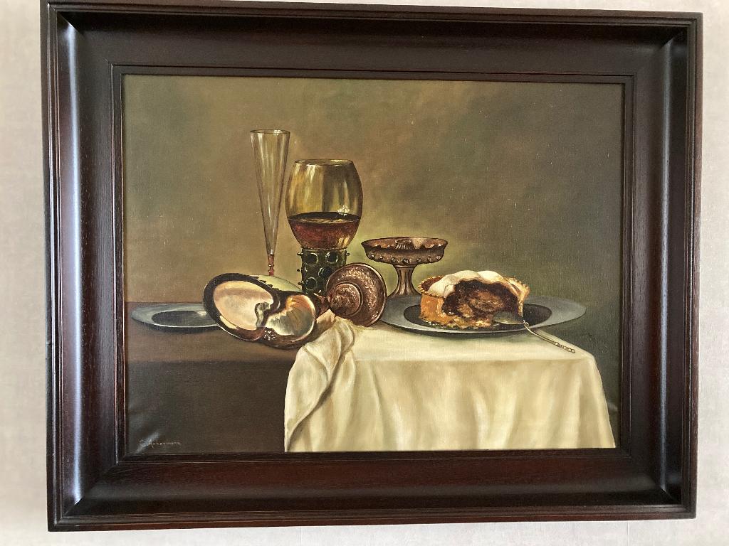 Vintage Schilderij stilleven door C.Ackermann, Antiek en Kunst, Ophalen