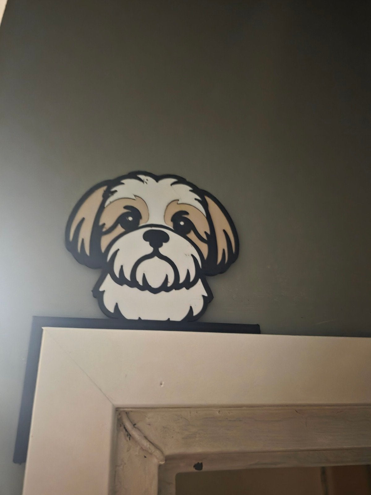 Shih Tzu Honden Hoofd Decoratie voor Boven Deurkozijn, Huis en Inrichting, Meerkleurig, Overige stijlen, Kunststof, Ophalen of Verzenden