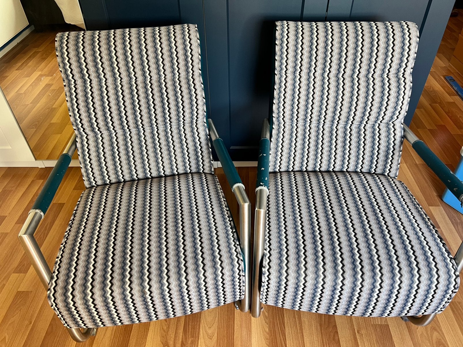 2 stoeltjes, Huis en Inrichting, Ophalen, Gebruikt, Minder dan 75 cm, Modern petrol