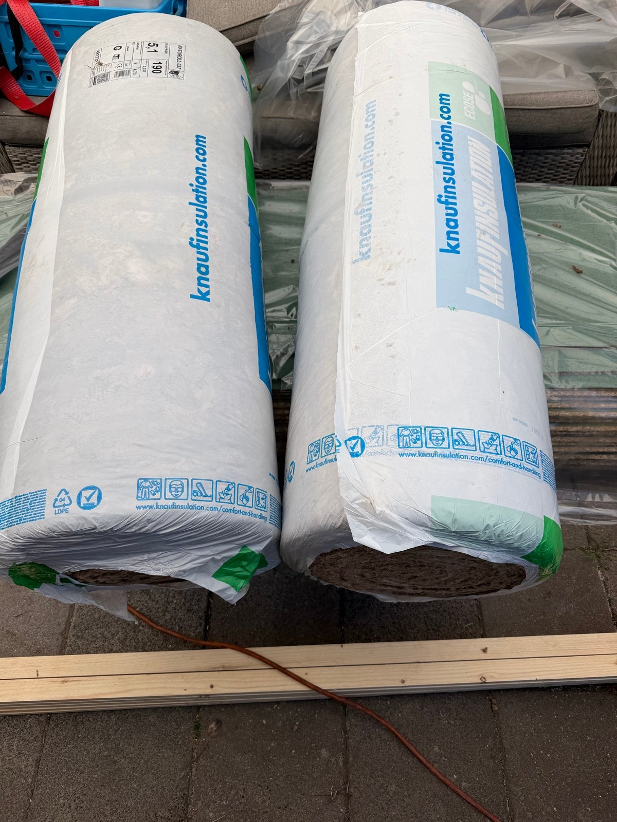 Minerale wol Knauf Naturoll 037 - 58cm breed, 190mm dik, Ophalen, Dakisolatie, 12 cm of meer, Nieuw