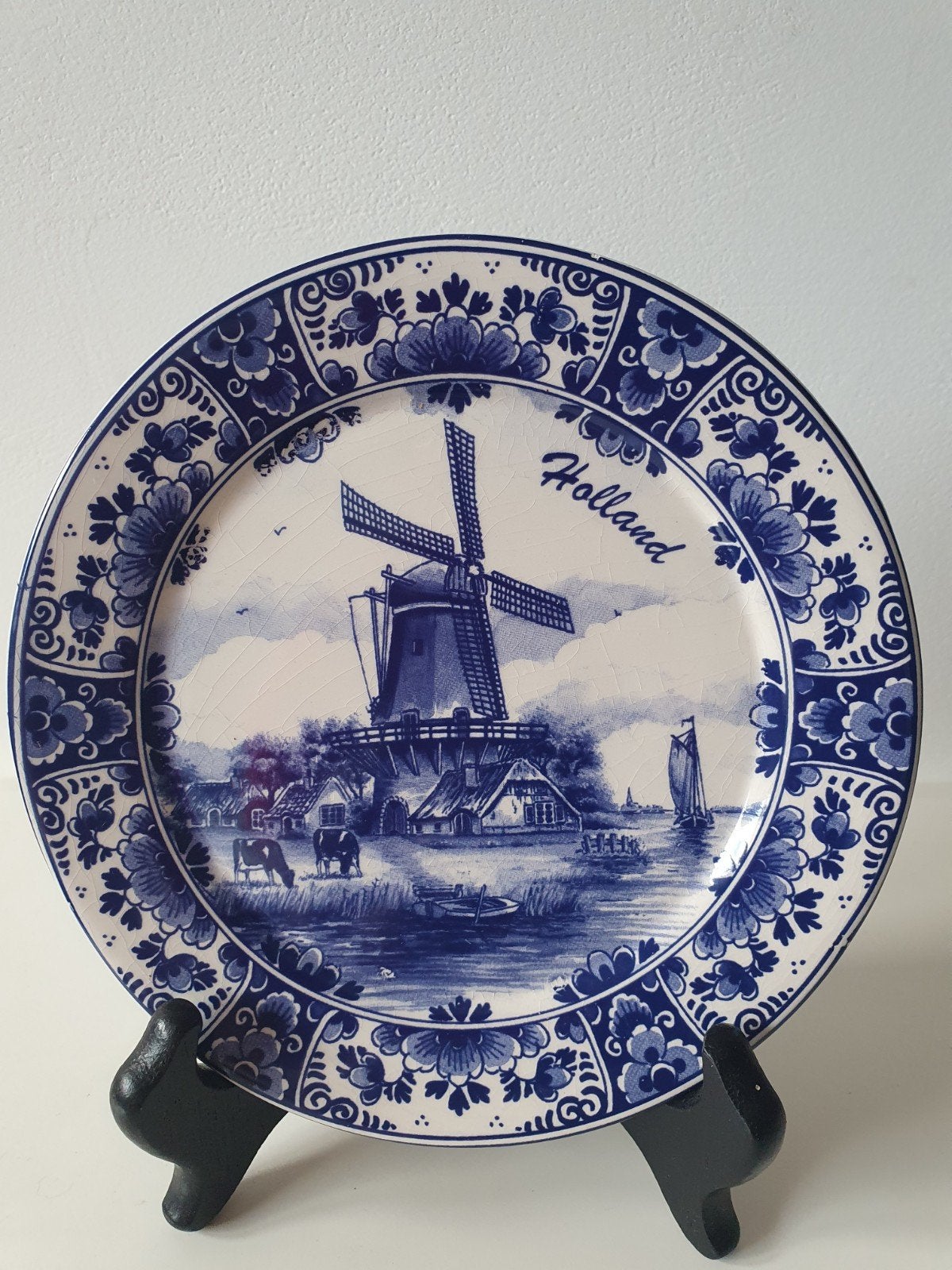 Vintage, Delfts Blauw. Wandbord 15 cm. Jaren 60., Ophalen of Verzenden