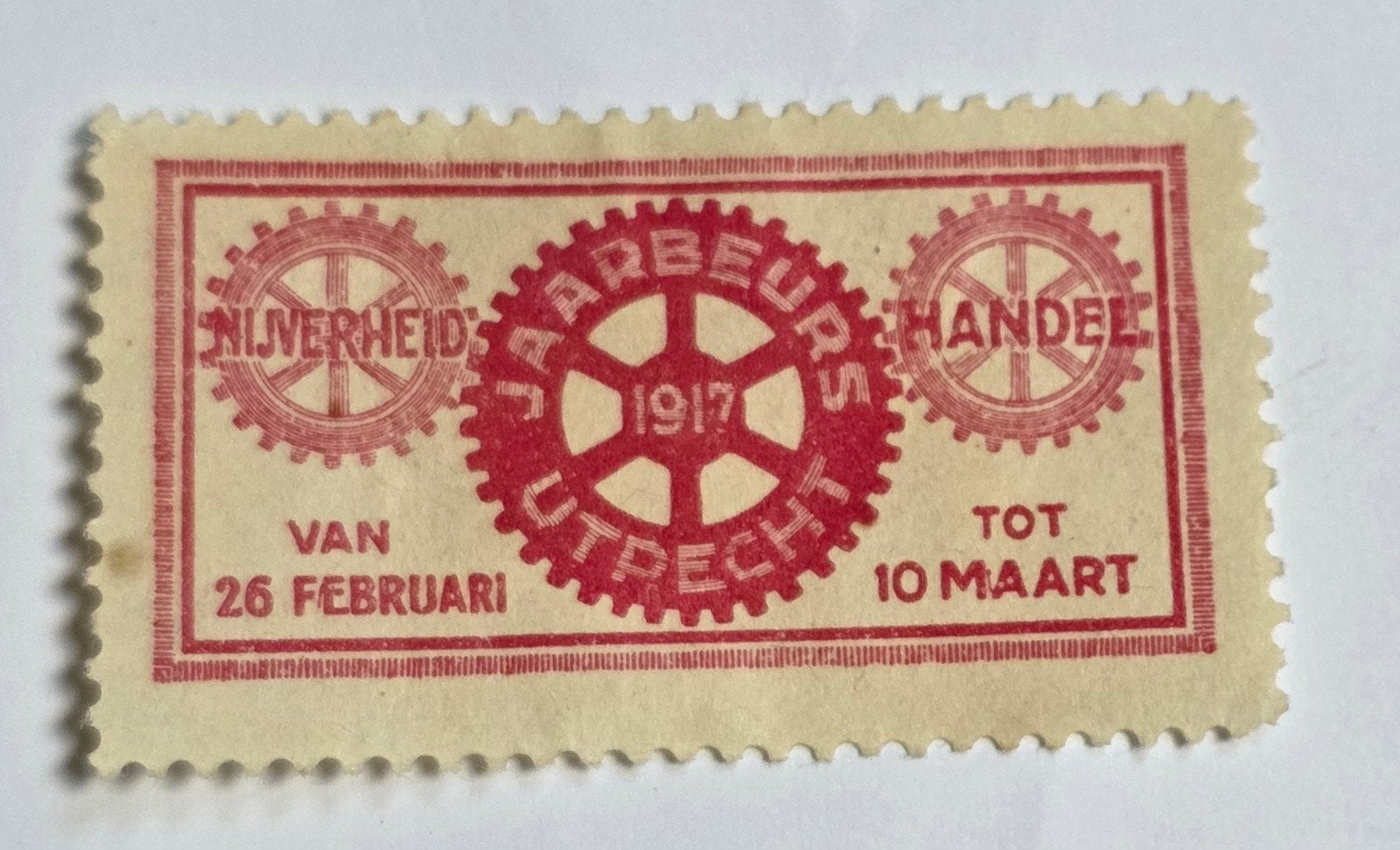 81)SLUITZEGEL EERSTE JAARBEURS UTRECHT 1917- DUTCH DESIGN, Verzenden, Plaats of Gebouw