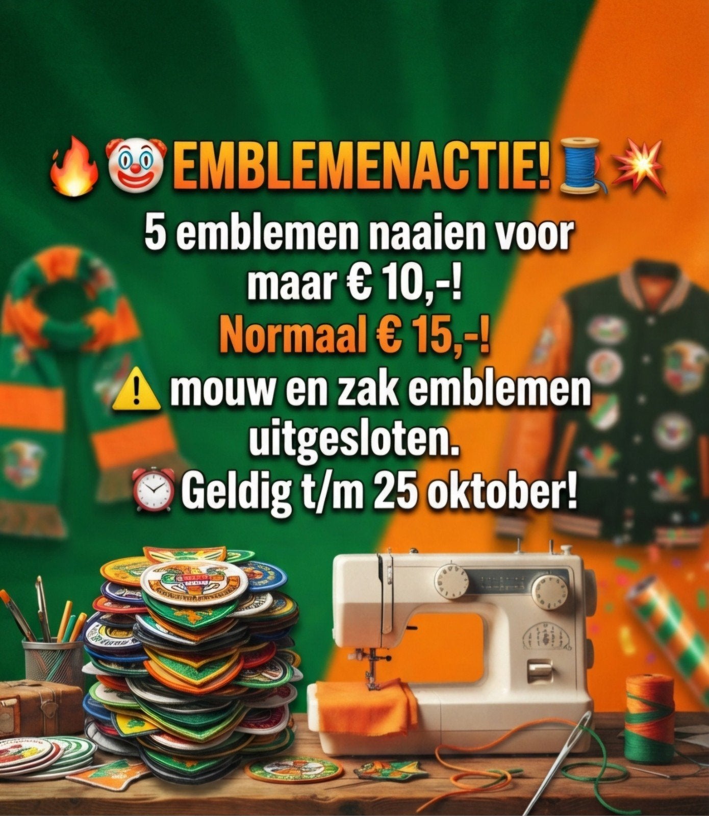 AKTIE  carnaval emblemen naaien, Ophalen, Nieuw, Applicatie